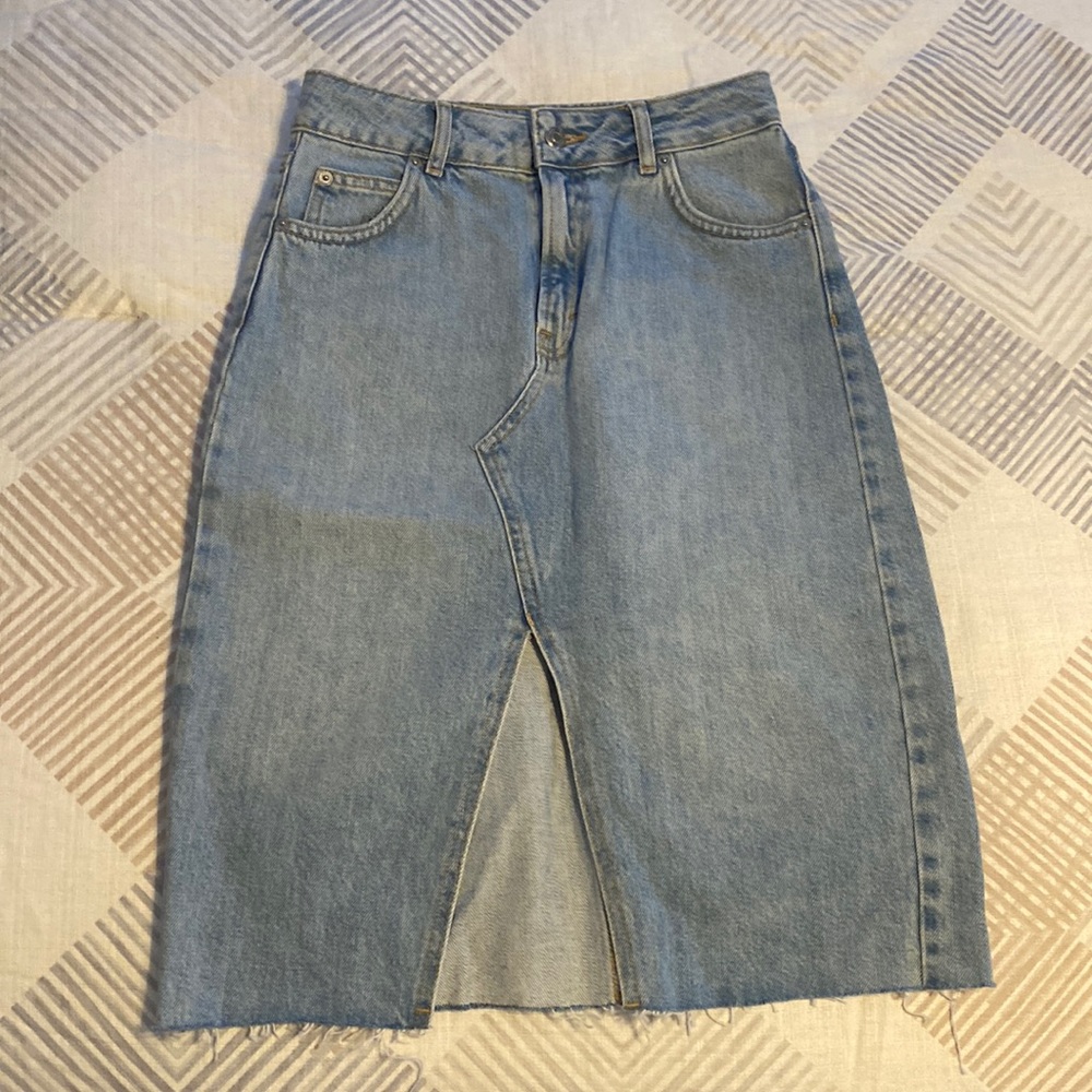 Topshop Moro Denim MIDI Skirt